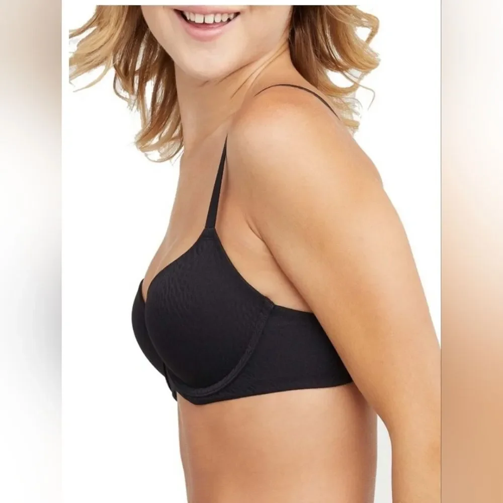 NWT Hanes Comfort Flex Fit Easy Underwire T-shirt Bra Black MHG582 Size L+